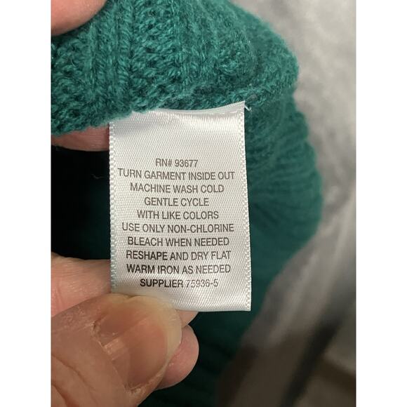 Liz Claiborne Sweater Woman’s XL Green Tunic Lace-Up Neck Holiday Christmas - Picture 6 of 9